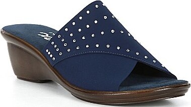 Onex Nori Rhinestone Elastic Wedge Sandals