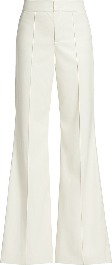 Alice + Olivia Women's Dylan Faux Leather Flare Trousers - Ecru - Size 10