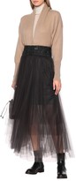 Thumbnail for your product : Brunello Cucinelli Embellished tulle maxi skirt