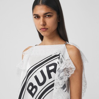 Burberry Lace Detail Logo Graphic Silk Dress
