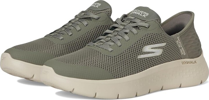 SKECHERS Performance Go Walk Flex Hands Free Slip-Ins - Grand Entry Women's Shoes Olive : 8 B - Medium Textile