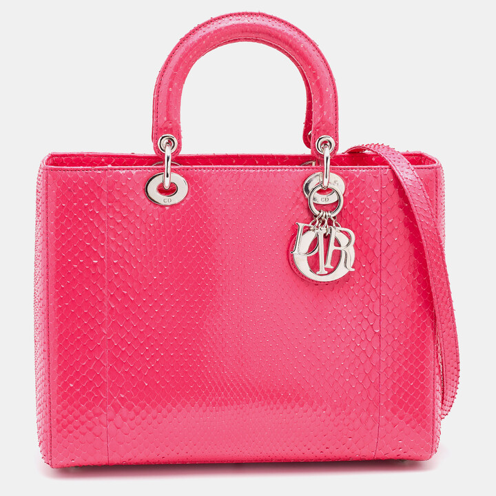 Christian Dior Pink Python Leather Large Lady Tote - ShopStyle