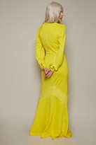 Thumbnail for your product : Little Mistress Betty Yellow Lace Trim Fishtail Maxi Dress