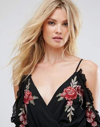 Parisian Tall Romper With Rose Embroidery