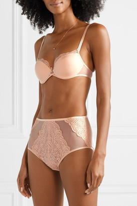 Chantelle Pyramide Stretch-jersey And Lace Briefs - Sand