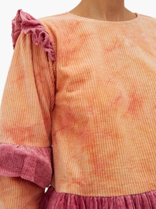 Story mfg. Mfg. - Alma Tie-dye Ruffled Cotton-corduroy Top - Pink
