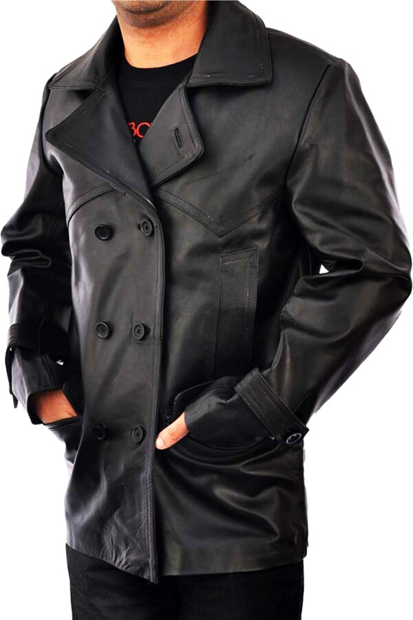Ultimate Leather 9th Doctor Who Double Breasted Black Leather Jacket