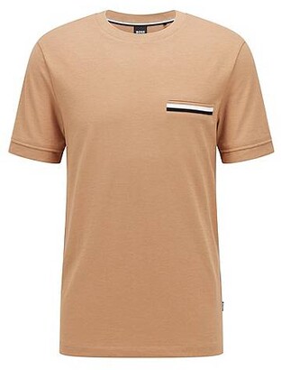 HUGO BOSS Cotton-jersey short-sleeved T-shirt with herringbone stripe
