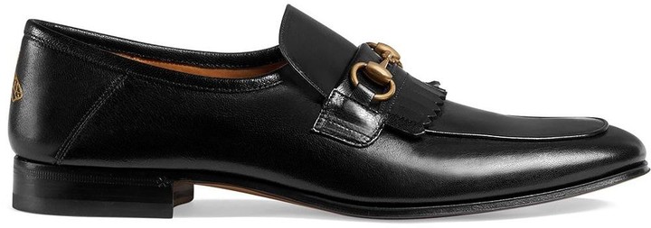 gucci leather fringe horsebit loafer