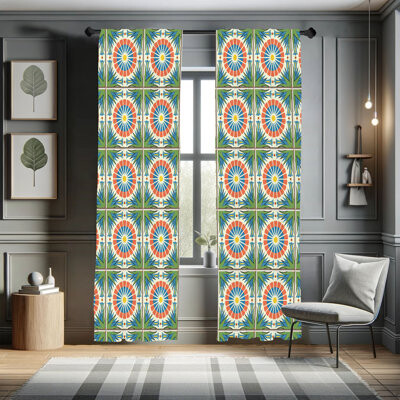 Latitude Run Abstract Curtains, Traditional Mosaic Art