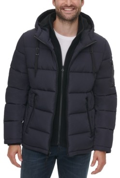 calvin klein men's alternative down puffer jacket with bib & hood