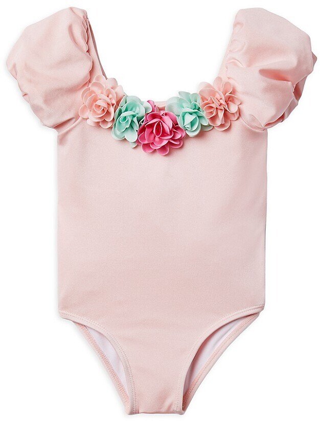 Janie and Jack Little Girl's & Girl's Rosette Puff Sleeve OnePiece