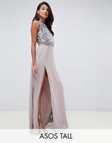 Thumbnail for your product : ASOS Tall DESIGN Tall crop top embellished maxi dress