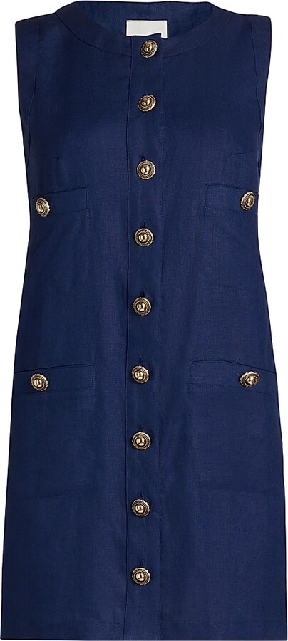 Reformation Women's Tropez Linen Sleeveless Shift Minidress - Danube - Size 0