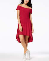 Thumbnail for your product : Planet Gold Juniors' Off-The-Shoulder High-Low Fit and Flare Dress