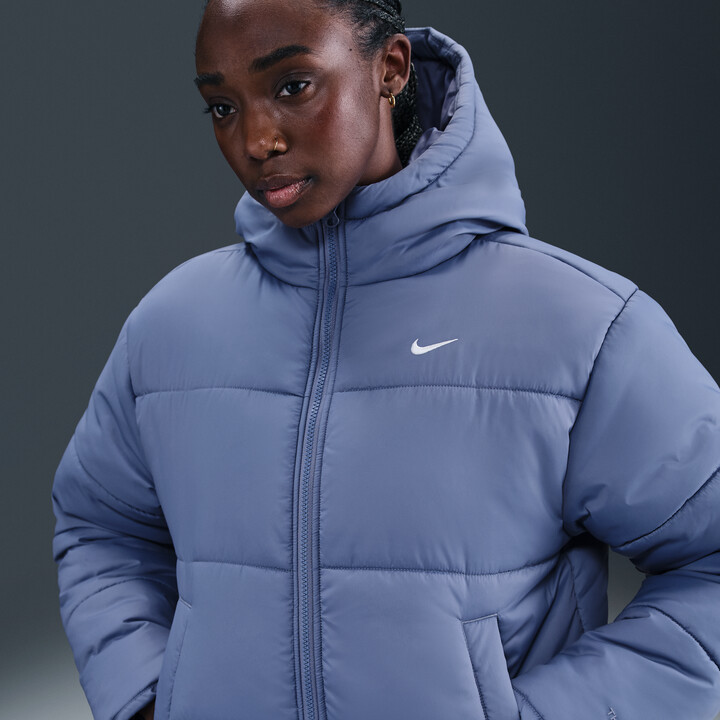 Nike Women's Sportswear Classic Puffer Therma-FIT Loose Hooded Jacket in Blue | FZ5899-499