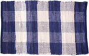 Blevens Check Hand-Hooked Cotton Blue Area Rug