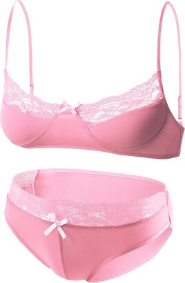 Mens Sissy Cross Dresser Lace Lingerie Set Bra Top with See