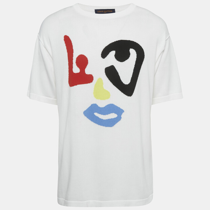Louis Vuitton White Intarsia Cotton Knit Crewneck T-Shirt L
