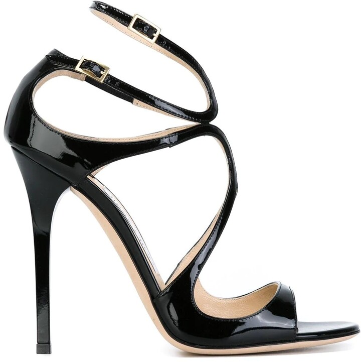 Jimmy Choo Black Patent Leather Lance Sandal ShopStyle