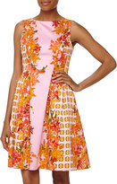 Thumbnail for your product : Donna Morgan Sleeveless Fit-And-Flare Floral Poplin Dress, Parisian Pink