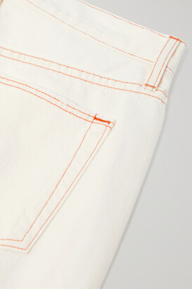 SLVRLAKE + Net Sustain Hero Cropped Distressed High-rise Straight-leg Jeans - White