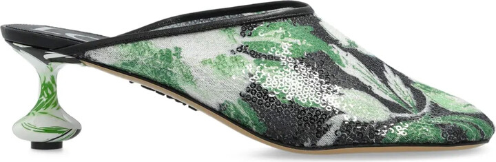 Loewe 45mm Floral-Print Mules