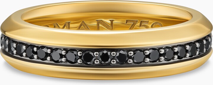 David Yurman Streamline? Band Ring in 18K Yellow Gold with Black Diamonds | Men's | Size 8.5