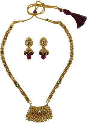 Matra Traditional Bollywood Goldtone Indian 2 Pcs Necklace Set Bridal Women Jewelry