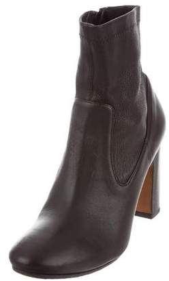 Vince Leather Round-Toe Ankle Boots