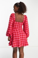 Thumbnail for your product : ASOS DESIGN Long Sleeve Houndstooth Minidress