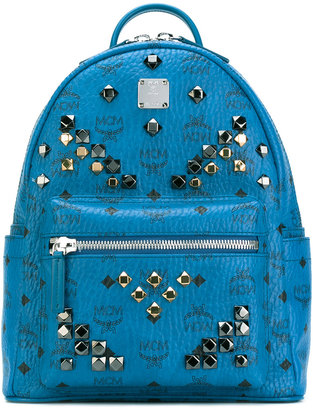 MCM logo print studded backpack
