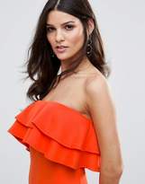 Thumbnail for your product : Club L Bandeau Frill Maxi Dress With Ruffle Asymetric Split