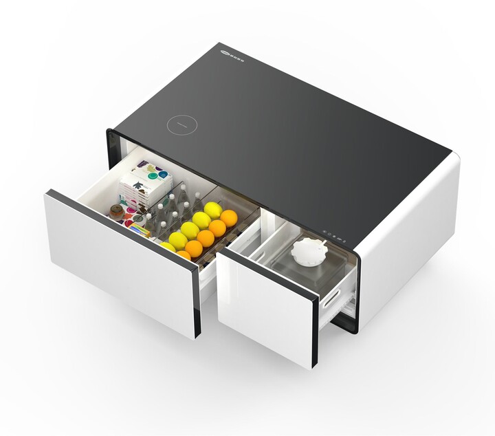 TONWIN Mini Smart Coffee Table with Built in Fridge, Wireless Charging