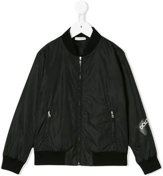 Dolce & Gabbana Kids logo print bomber jacket