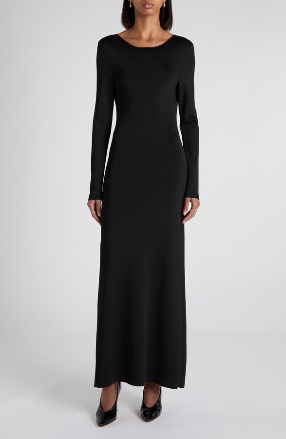 Bottega Veneta Open Back Long Sleeve Compact Jersey Dress