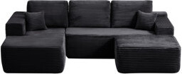 Latitude Run 105.7-inch Sectional Sofa With U-shaped Recliner, Featuring Deep-seated Upholstered Sofa
