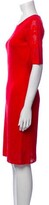 Thumbnail for your product : St. John Crew Neck Knee-Length Dress Red
