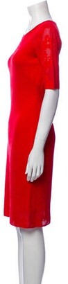 St. John Crew Neck Knee-Length Dress Red