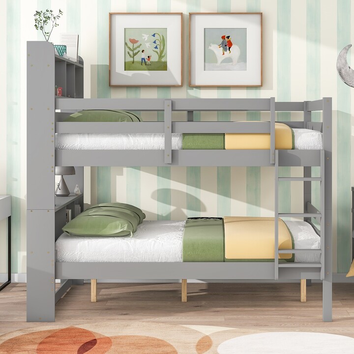 Cusp Barn Twin Over Twin Bunk Beds with Bookcase Headboard with Safety Rail and Ladder ShopStyle