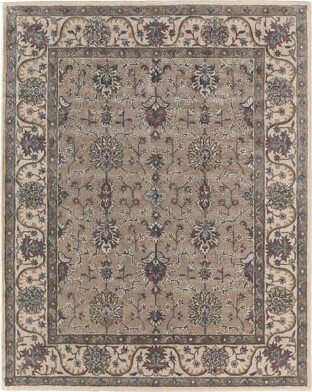 Langley Street™ Craman Rectangle Oriental Hand Tufted Wool Area Rug in Taupe/Ivory/Blue