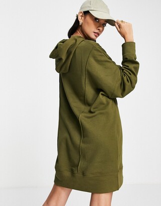 ASOS DESIGN seam detail oversized hoodie sweatshirt dress in khaki