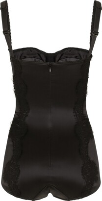 Dolce & Gabbana Silk balconette-bra bodysuit with lace detailing
