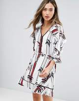 Thumbnail for your product : Pearl Printed Ruffle Sleeve Dress