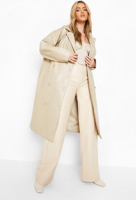 boohoo Faux Leather Trench Coat