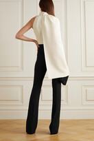 Thumbnail for your product : Safiyaa Jaime Draped Two-tone Stretch-satin Jumpsuit - Ivory