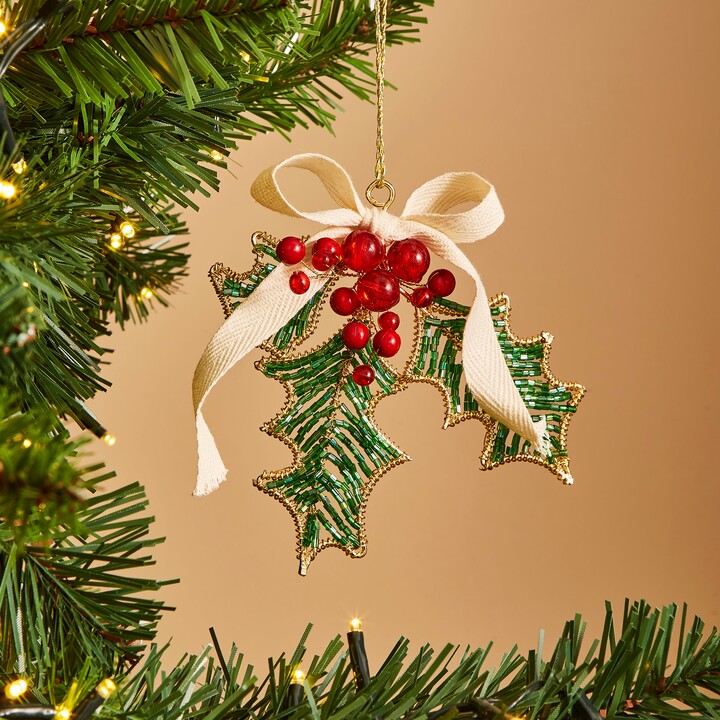 Dunelm Beaded Holly Hanging Decoration Multicoloured ShopStyle
