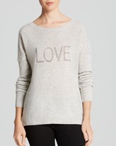 Thumbnail for your product : Aqua Cashmere Sweater - Love Embellished High/Low Crewneck