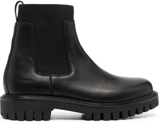 Tommy Hilfiger lug-sole leather Chelsea boots - ShopStyle