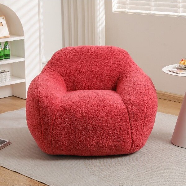 OkakEasyCleanBeanBagChairwithThickBack&ArmrestsLoungerBeanbagChairwithWater-ResistantFabricforLivingRoomBedroomRoseRed